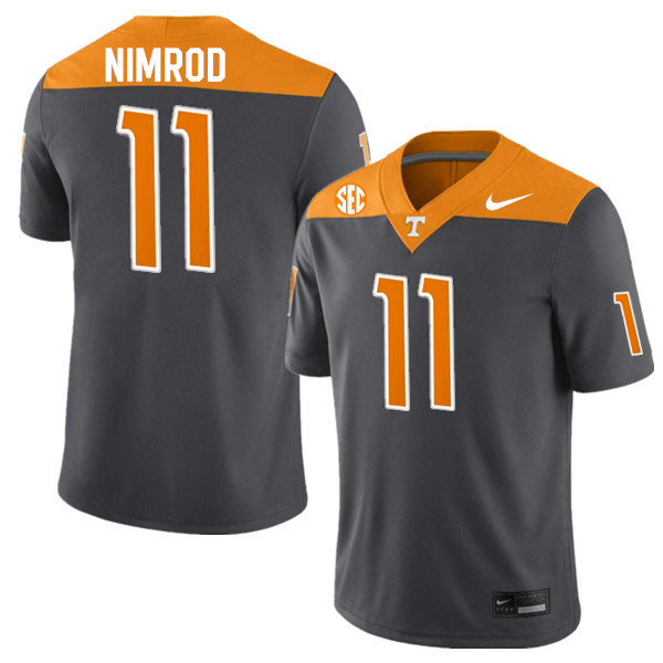 Men #11 Chas Nimrod Tennessee Volunteers College Football Jerseys Stitched-Anthracite